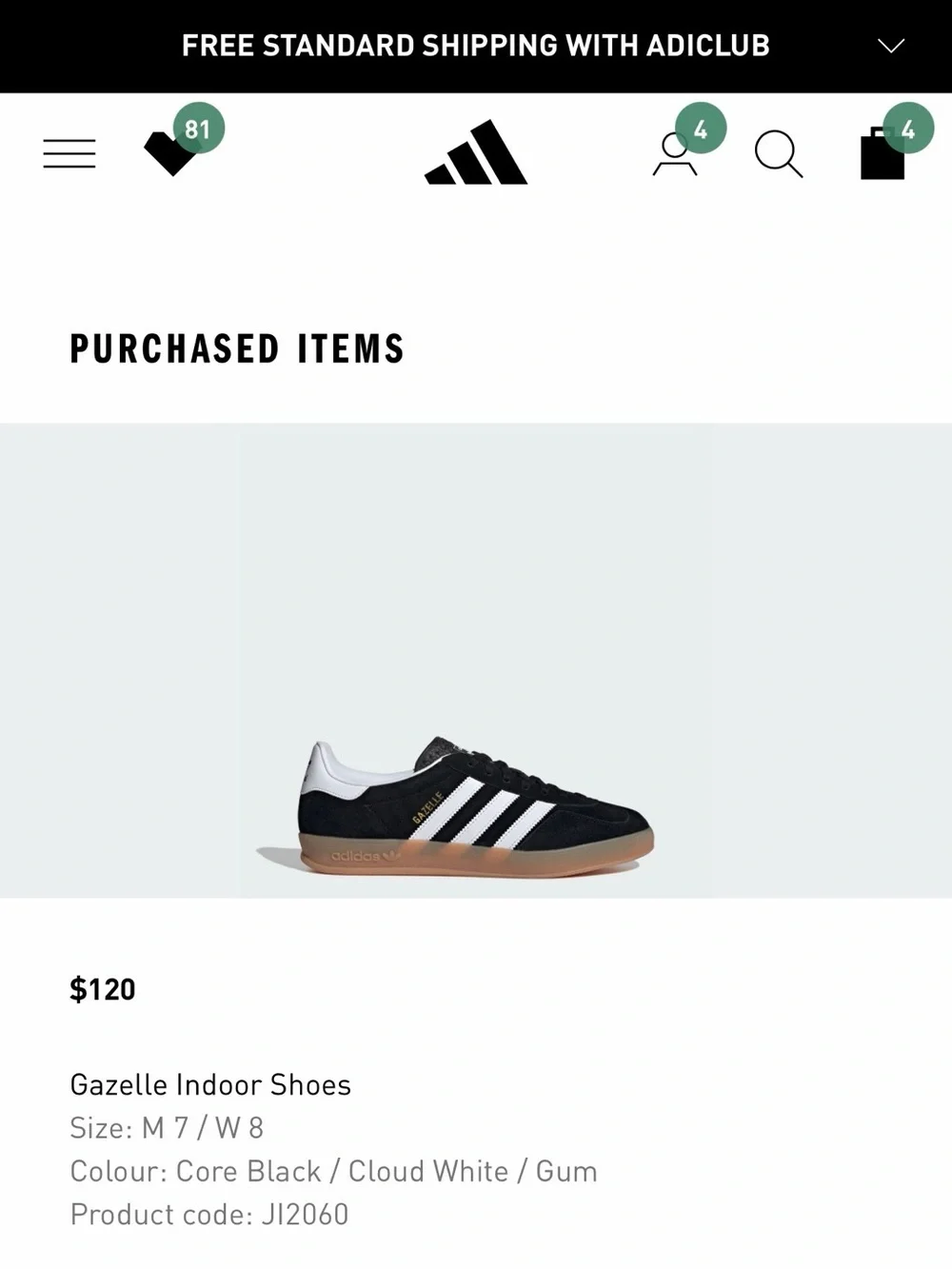 adidas Gazelle Indoor Shoes in Black, White and Gum - Picture 4 of 4